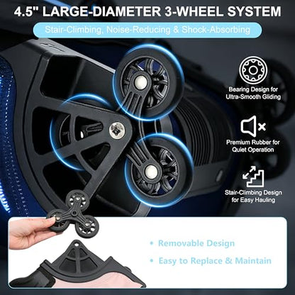 NEW TILAMI 18 Inch Expandable Rolling Backpack Stair-Climbing for School | 6-Wheel Stair-Climbing Girls Boys Carry-on Suitcase 15.6 Laptop Sleeve Water-Resistant Adjustable Handle Wheel Travel Camping - color: Sky Blue