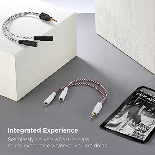 Headphone Splitter, 3.5mm Stereo 2-Way Audio Cable - 20CM / Zebra White | Stereo Audio Sound, Dual Headphone and Speaker Audio Output, Compatible with iPhone, iPad, Laptops, Tablets, 3.5mm devices - color: Zebra White, size: 9.8 inch / 25 cm
