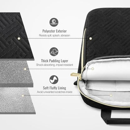 MoKo 13-14 Inch Puffy Laptop Sleeve Shoulder Bag Carrying Case with Handle | Fits Mac Air 13-inch M5, Mac Neo A18 Pro, Mac Pro 14-inch M5/M4/M3/M2/M1 and Surface 13.8-inch, Black - color: Black, size: 13.3-14 Inch