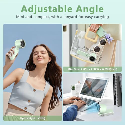 COO Portable Handheld Turbo Fan, 5-Speed Rechargeable Personal Fan | 180° Foldable 3 IN 1 Design with LED Display, Mini Desk Fan for Office, Travel & Outdoor Activities, Green - color: Green