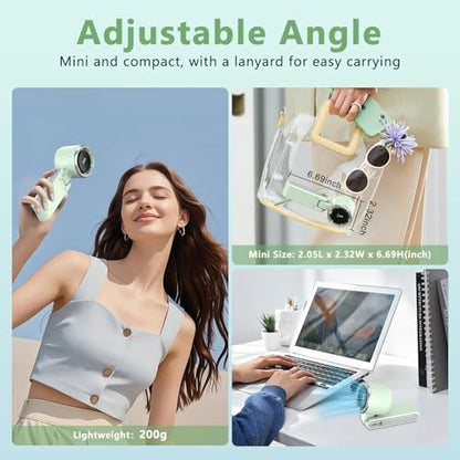 COO Portable Handheld Turbo Fan, 5-Speed Rechargeable Personal Fan | 180° Foldable 3 IN 1 Design with LED Display, Mini Desk Fan for Office, Travel & Outdoor Activities, Green - color: Green