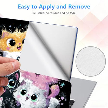 Laptop Skin Sticker Decal 15-15.6 Inch with Cute Mouse Pad, Universal Reusable Vinyl Sticker for 12.1 13 13.3 14 15.4 Inch Netbook and Notebook PC, Cute Cats - color: Cute Cats