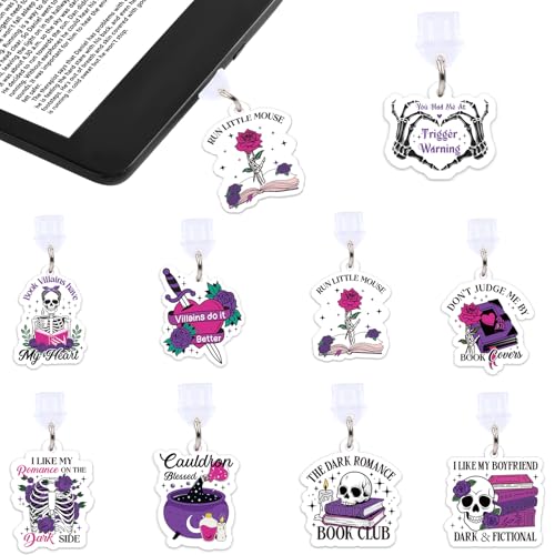 Wxiben Dust Plug Charm for Kindle - 9 Pack Dust Plug Compatible with Type C/USB C Charging Port Pendant Plug Cover for Phone E-Reader Book Lover Gifts Dust Plug Accessories for Women Men - style: Skull