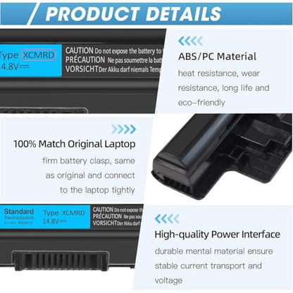 40WH XCMRD 14.8V Battery for Dell Inspiron 15 3000 Series 15 3521 3537 3531 | 3542 3543 3541 3878 15R 5521 5537 17 3721 3737 17R 5737 5721 14 3421 3442 3443 Latitude 3440 3540 P28F P40F P26E - size: 10.5*2*0.75inch XCMRD
