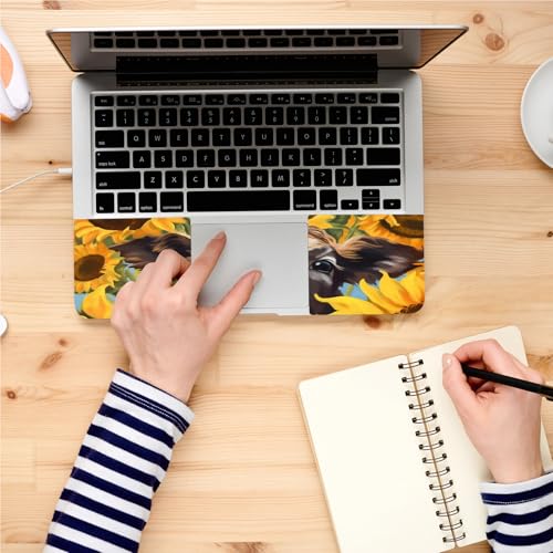 Universal Laptop Skin, DIY Cut-to-Fit Vinyl Cover Compatible with HP, Dell, Lenovo, Mac (13.3" to 15.6"), Anti-Scratch, No Residue & Bubble-Free Protective Decal Sticker, Cute Cow Sunflower - color: Cute Cow Sunflower