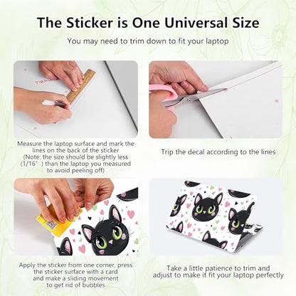 Laptop Skin Sticker Decal, Universal Reusable Vinyl Laptop Cover for 12" 13" 13.3" 14" 15" 15.4" 15.6" Notebook PC, Waterproof Scratch-Resistant with 2 Wrist Pads, Easy to Apply & Remove,Cute Cat - color: Cute Cat