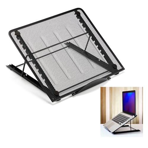 Dunzoom 1 Pc Mesh Laptop Stands 10 Levels Large Adjustable Laptop Riser Holder Computer Stand for Desk Cooling Ventilated Universal Lightweight Ergonomic Tray for Diamond Painting Reading