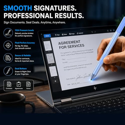 Active Digital Pen for HP Envy x360 Pavilion Spectre Omnibook Touchscreen | MPP 1.51, 2500H Battery Life, 1024 Pressure, Palm Rejection, Dual Side Button Pixel-Perfect Precision for Drawing Note Taking - color: Sapphire