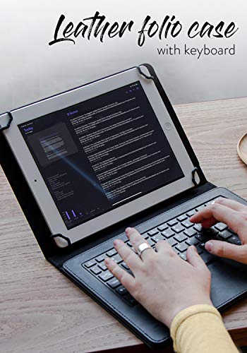 Cooper Infinite Executive Universal Tablet Keyboard Case for 7, 7.9, 8 inch | Tablet Case with Keyboard & 2-in-1 Leather Folio Cover | Bluetooth, Wireless, Hotkeys | Android, Windows, iPadOS (Blue) - color: Dark Blue