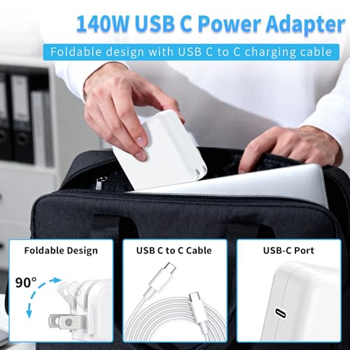 Mac Book Pro Charger 140W USB C Power Adapter for Mac Book Air/Pro | Compatible with Mac Book Air/Pro 12-16-inch & M1-M5, Samsung Galaxy and All USB C Device 6.6FT USB-C Cable