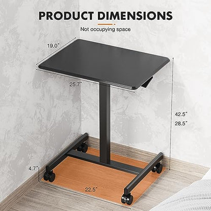 Sweetcrispy Mobile Rolling Desk, Small Standing Desk with Wheels | Adjustable Height Sit Stand Table, Portable Computer Workstations for Home Office, Black - color: Black