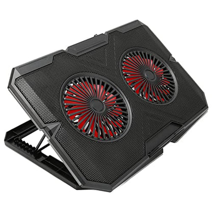 RGB Laptop Pad with Dual Silent Fans, Gaming Laptop Cooler Stand with 7 s Height Adjustment, 2 USB Ports and RGB ing for 14in to 17in Lap, y Panel