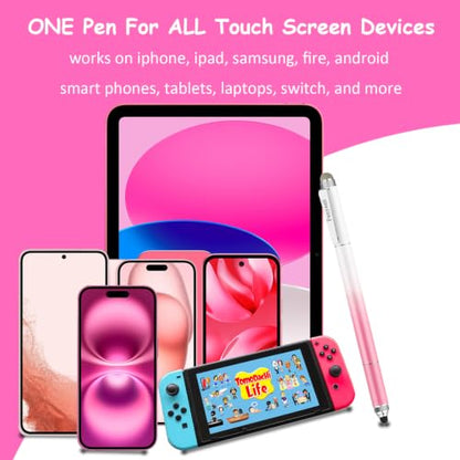 Penyeah Capacitive Stylus, Drawing Stylus for Nintendo Switch-Gradient Pink | 4 in 1, Universal Stylus Pen for Touchscreen, Compatible with Switch/iPhone/iPad/Samsung/Fire/Android Phone & Tablet/eReader - color: gradient pink
