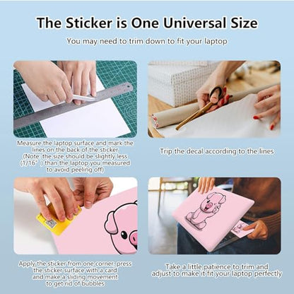 Universal Laptop Skin Sticker with 2 Wrist Pad Skins, Waterproof Scratch Resistant Vinyl Laptop Cover Decal, Cut to Fit for 11–15.6 Inch MacBook HP Dell Lenovo, Pink Pig - color: Pink Pig