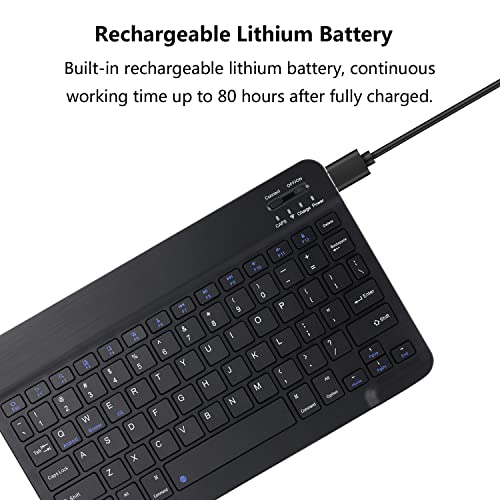 Ultra-Slim Rechargeable Bluetooth Keyboard Portable Wireless Keyboard for iPad A16 11th 10th Generation, iPad Pro iPad Air iPad Mini iPhone, Android Samsung Galaxy Tablet Smartphone Cell Phone (Black) - color: Black