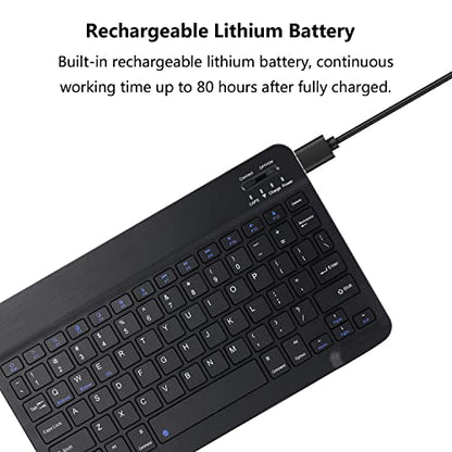 Ultra-Slim Rechargeable Bluetooth Keyboard Portable Wireless Keyboard for iPad A16 11th 10th Generation, iPad Pro iPad Air iPad Mini iPhone, Android Samsung Galaxy Tablet Smartphone Cell Phone (Black) - color: Black