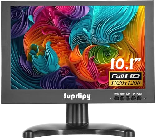 10.1 Inch Mini Small HDMI Monitor 1920x1200 16:10 IPS Metal Housing LCD Color Display Screen Support HDMI/VGA/AV/BNC Earphone Input Built-in Dual Speakers for PC Security CCTV Camera RasPi - color: 10 Inch 1920x1200 Metal Housing