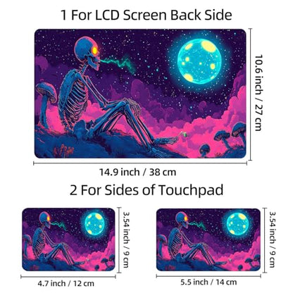Universal Laptop Skin Sticker Decal, 12"-15.6" Aesthetic Vinyl Wrap, Neon Skeleton Glowing Moon Waterproof Notebook Cover Art Protector for MacBook HP Dell Lenovo, Fits 13" 14" 15" 15.6" - color: Neon Skeleton Glowing Moon