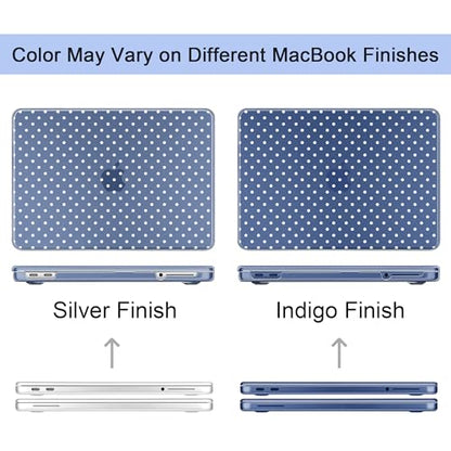 MEEgoodo Printed Case for New MacBook Neo 13 inch 2026 Release(Fit Model A3404), Laptop Hard Shell Cases with Keyboard Skin & Screen Protector & Webcam Covers, Indigo & White Polka Dots - color: Indigo & White Polka Dots