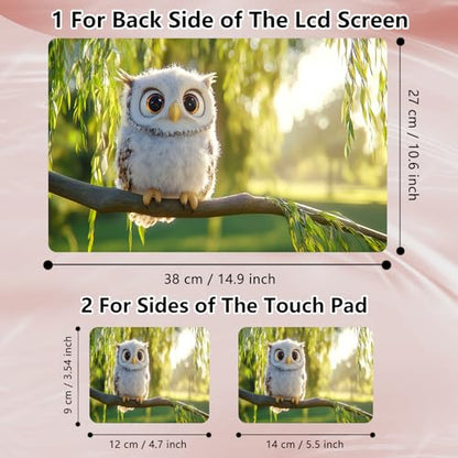 Laptop Skin Sticker Decal 12" 13" 13.3" 14" 15" 15.6",Waterproof Scratch Resistant Vinyl,Reusable Easy to Apply,for MacBook HP Dell Notebooks Netbooks Laptop,2 Wrist Pads,Cute Owl Tree - color: Cute Owl Tree