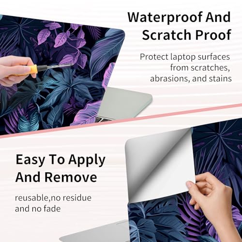 Laptop Skin Sticker 3-Piece Set,Colorful Tropical Plannt | Trim-to-fit 3-piece vinyl set with one 15 x 10.6 in lid skin and two palm-rest decals for many 12-15.6 in laptops - color: Colorful Tropical Plannt