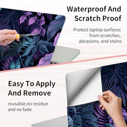 Laptop Skin Sticker 3-Piece Set,Colorful Tropical Plannt | Trim-to-fit 3-piece vinyl set with one 15 x 10.6 in lid skin and two palm-rest decals for many 12-15.6 in laptops - color: Colorful Tropical Plannt