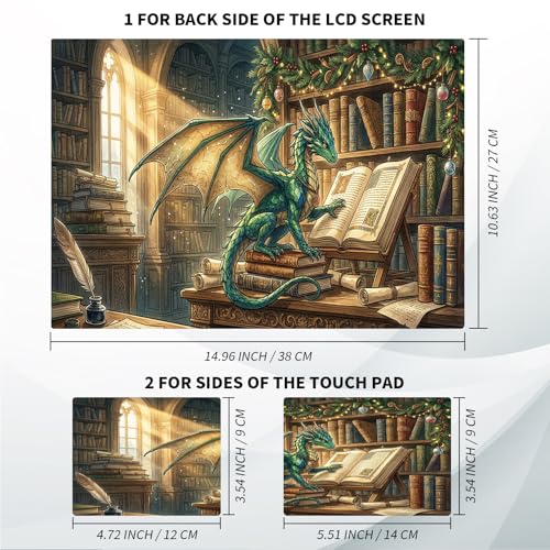 Universal Laptop Skin, DIY Cut-to-Fit Vinyl Cover Compatible with HP, Dell, Lenovo, Mac (13.3" to 15.6"), Anti-Scratch, No Residue & Bubble-Free Protective Decal Sticker, Dragon Reading Book - color: Dragon Reading Book