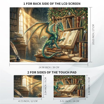 Universal Laptop Skin, DIY Cut-to-Fit Vinyl Cover Compatible with HP, Dell, Lenovo, Mac (13.3" to 15.6"), Anti-Scratch, No Residue & Bubble-Free Protective Decal Sticker, Dragon Reading Book - color: Dragon Reading Book