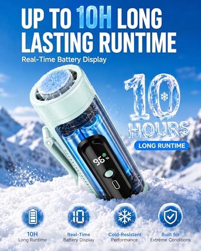 Mini Clip On Handheld Cooling Fan, 17000RPM 5 Speed Small Belt Fan with Ice Cooling Plate, Long Battery & LED Display, Portable Pocket Waist Fan for Travel Camping Hiking, Gifts for Men Women(Blue) - color: Light Blue