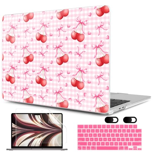 MEEgoodo Case for M5/M4/M3/M2 MacBook Air 13 inch Case 2026 2025 2024 2022, Fit Model A3449/A3240/A3113/A2681, Laptop Hard Shell Compatible with MacBook Air 13.6-inch, Cherry Bow Pattern - color: Cherry Bow Pattern