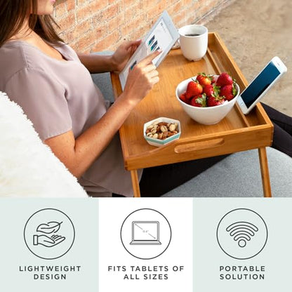 ROSSIE HOME Large Wood Bed Tray – Natural Bamboo, Fits 15.6” Laptops - color: Natural Bamboo, size: Large