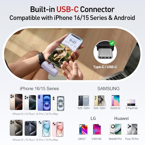 iWALK Portable Charger 5500mAh Next-Gen Small Power Bank 22.5W Fast Charging Battery USB-C Portable Phone Charger for iPhone 17/16/15 17 Plus 17 Pro Max iPad, Samsung Galaxy S25 S24 S23 Android,Purple - color: Purple