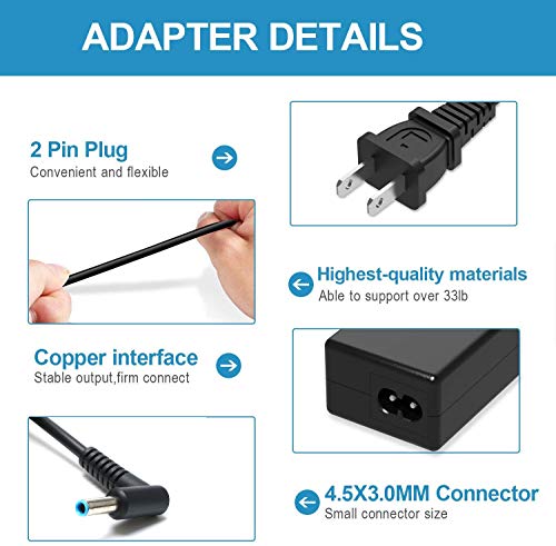 45W Charger for HP Laptop 14-DK 14-DQ 14-DF 14-DH 14-DS 14-FQ 14-EP 14-EK | for 14-DF0023CL DF0018WM 14-DK0731MS DK1025WM DK0002DX DK0028WM 14-DQ0040NR DQ1033CL DQ0002DX 14-FQ1025NR 14-EK1099NR