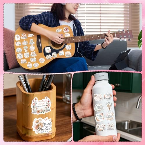Boho Bible Verse Stickers - 100 Pcs Flower Christian Water Bottle Stickers, Holographic Waterproof Scrapbook Sticker, Vinyl Decals for Luggage Laptop Journal - style: Boho Bible
