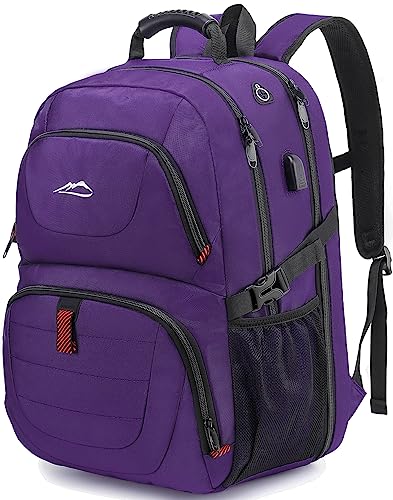 ProEtrade Travel Backpack, Extra Large Laptop Backpack Business Anti Theft TSA Approved College Work Computer Bag Fits 17 Inch Laptop with USB Charging Port for Women Men(Purple) - color: Purple, size: 17 Inch
