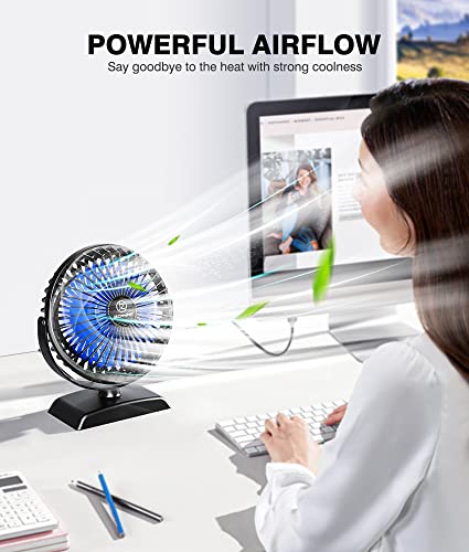 JZCreater USB Desk Fan, 2Pack USB Fan, 360 Rotation Desktop Fan with 3 Speed, Table Personal Cooling Fan, Quiet Mini Desk Fan, USB Powered, Small Fan for Home Office Bedroom Car Travel, Pink - color: 282-2PACK Black
