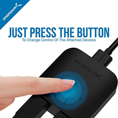 SABRENT USB 3.0 Sharing Switch for Multiple Computers, LED (USB-SW30) | Share USB peripherals across computers; LED device indicators; black - size: 1 Count (Pack of 1)