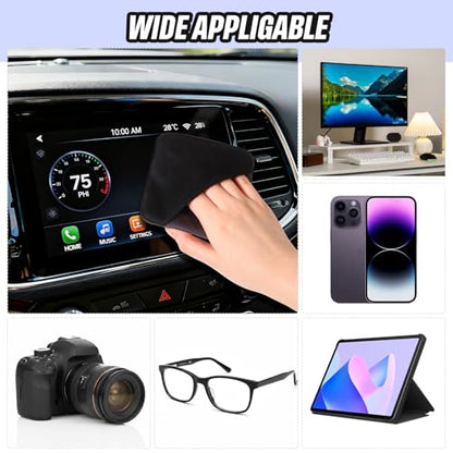Hahafelt 4 Pcs Car Screen Cleaner Car Touch Microfiber Screen Cleaner Cloth Cleaning Wipes Interior Pad for Vehicle Dashboard LCD Accessories 4.13×4.13 Inches(Square) - style: Square