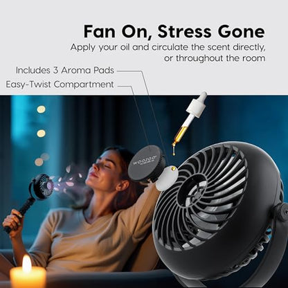 IRIS USA WOOZOO Portable Personal Fan, USB-C Charging, Tripod Stand, Black | LED Light, Mosquito Repellent Tray, 360° Tilt, 3 Speeds, Pet Stroller Car Fan, Camping Golfing Outdoor Use - color: Black, style: Tripod