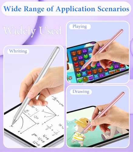 Stylus Pen for Touchscreen, Kenkor 2 in 1 Active iPad Pencil - Pink+ Silver | Active Stylus Pen for Nintendo Switch 2/ iPad/iPhone/Android/Samsung Galaxy/Huawei/Lenovo/Microsoft Surface, Touchscreens Pen - color: Pink+Silver