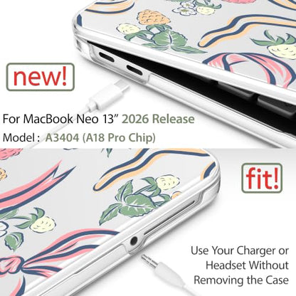 Compatible with MacBook Neo 13 inch (2026 Release A3404) (A18 Pro) with Liquid Retina Display, Printed Slim Protective Case with Screen Protector & Keybaord Cover, Raspberry Bows - color: Raspberry Bows