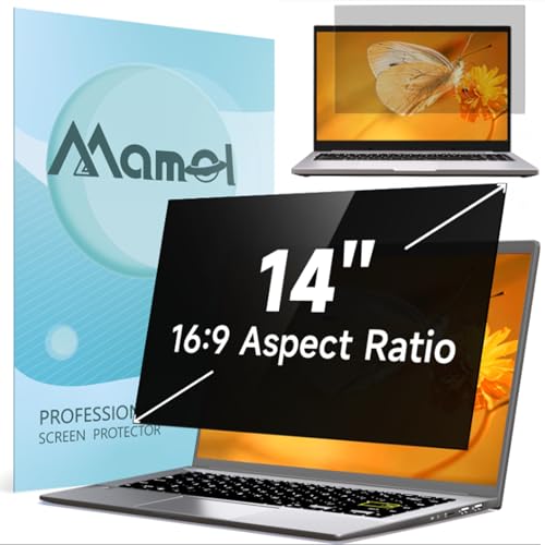 Mamol Laptop Privacy Screen 14 Inch Compatible with Lenovo/HP Envy/Dell/Acer/Asus/Thinkpad, 16:9 Aspect Removable Anti Glare Blue Light Privacy Screen Filter, Computer Monitor Security Shield 14 In - size: 14'' Privacy Screen (16:9)