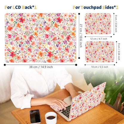 Universal Laptop Skin for 13-16 Inch Laptops,Vinyl Protective Sticker Decal,Easy DIY Trim-to-Fit for HP/Dell/MacBook,Bubble-Free & Removable,Pink Flowers - color: Pink flowers
