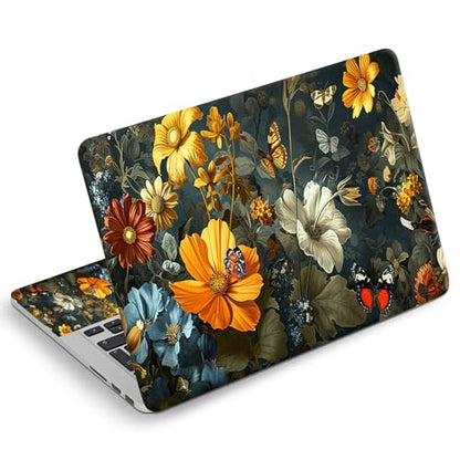 Universal Laptop Skin Sticker Decal, Compatible with MacBook HP Dell Lenovo 12"-15.6", Reusable Vinyl Notebook Cover 3PCS Set, High-Recognition Film-Flowers Florals Butterflies - color: Flowers Florals Butterflies