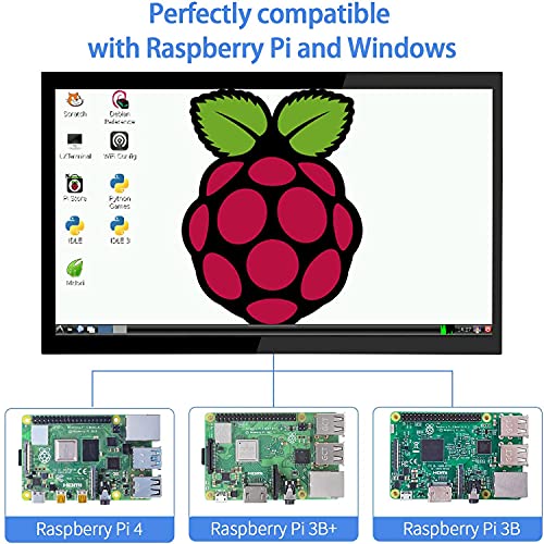 Raspberry Pi Screen 10.1 Inch Touchscreen Monitor 1024x600 Portable HDMI Monitor 16:9 IPS Screen Display for Raspberry Pi 5/4/3/2/Zero/B/B+ Win11/10/8/7, Free-Driver