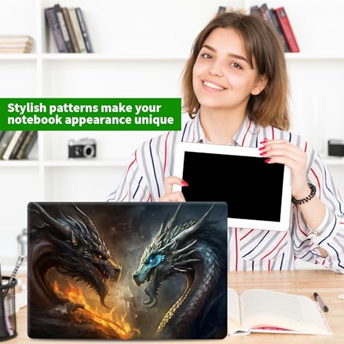Laptop Skin Sticker Decal, Universal Protective Cover Fit 12 13 14 15.6 Inch Notebook, Reusable Water-Resistant Vinyl Decal w/ 2 Wrist Pads for Business Travel Office, Dragon Flame - color: Dragon Flame