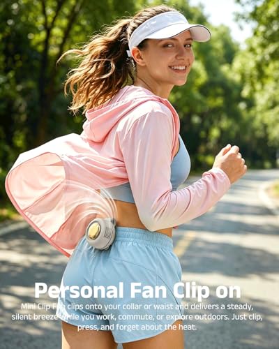 Personal Fan Clip-On, 360° Rotatable Portable Silent Mini Bladeless Fan | 3-Speed Personal Clip On Fan Rechargeable Whirlwind Clip Fan for Shirt Waist Outdoor, Travel, Home - color: Beige gold