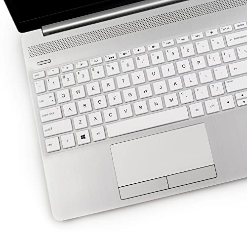 2PCS Keyboard Cover for HP Laptop 15.6 15-dy 15-dw 15-da/db 15-bs/bw 15-ef 15t 15z 15t-dy200 15-dy2021nr dy2024nr 15-dw3013/3033dx 15-eb0043dx eb1043dx /HP 17t 17-bs 17-ca 17-by - color: White+Clear