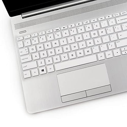 2PCS Keyboard Cover for HP Laptop 15.6 15-dy 15-dw 15-da/db 15-bs/bw 15-ef 15t 15z 15t-dy200 15-dy2021nr dy2024nr 15-dw3013/3033dx 15-eb0043dx eb1043dx /HP 17t 17-bs 17-ca 17-by - color: White+Clear