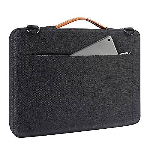 DOMISO 15-15.6 Inch Laptop Sleeve Bag Water Resistant Briefcase Messenger Shoulder Bag for ThinkPad L580/16 MacBook Pro/IdeaPad 320/Dell XPS 15/HP Envy x360/ASUS ROG Zephyrus/Acer Chromebook,Black - color: Black, size: 15 - 15.6 Inch